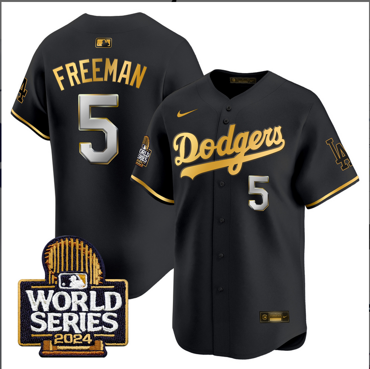 Men MLB Los Angeles Dodgers 5 Freeman black 2024 World Series Champions Patch Limited Jersey20241105
